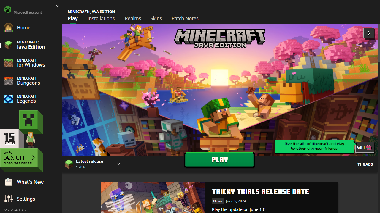 Image of Minecraft's default launcher